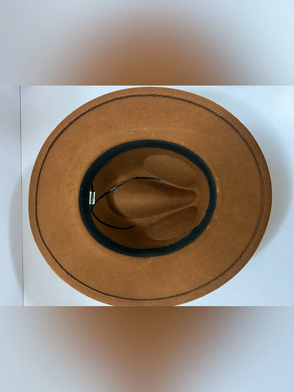 World Market Brown Wide Brim Fedora Hat Faux Leather Band One Size